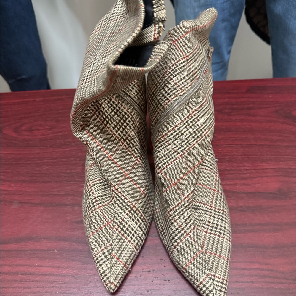 Jeffrey Campbell Checkered Ankle Boots - Brown and Red